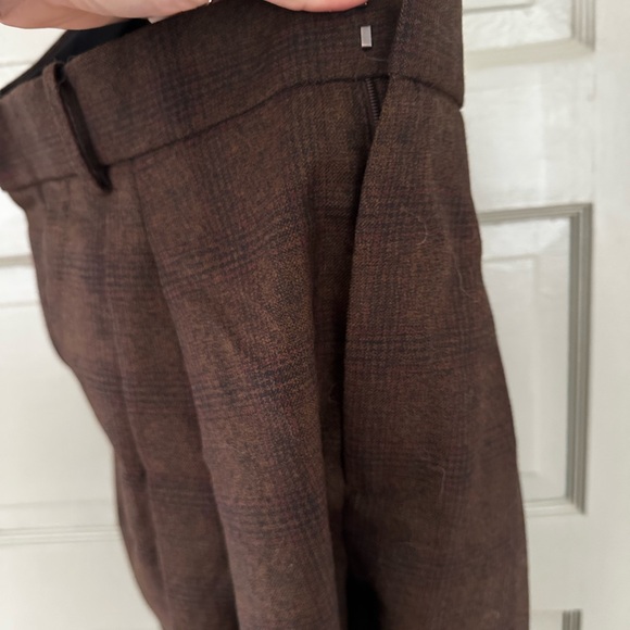 BR  Vasto Wide-Leg Italian Wool Pant. Brown plaid. Size 6. - Picture 4 of 5